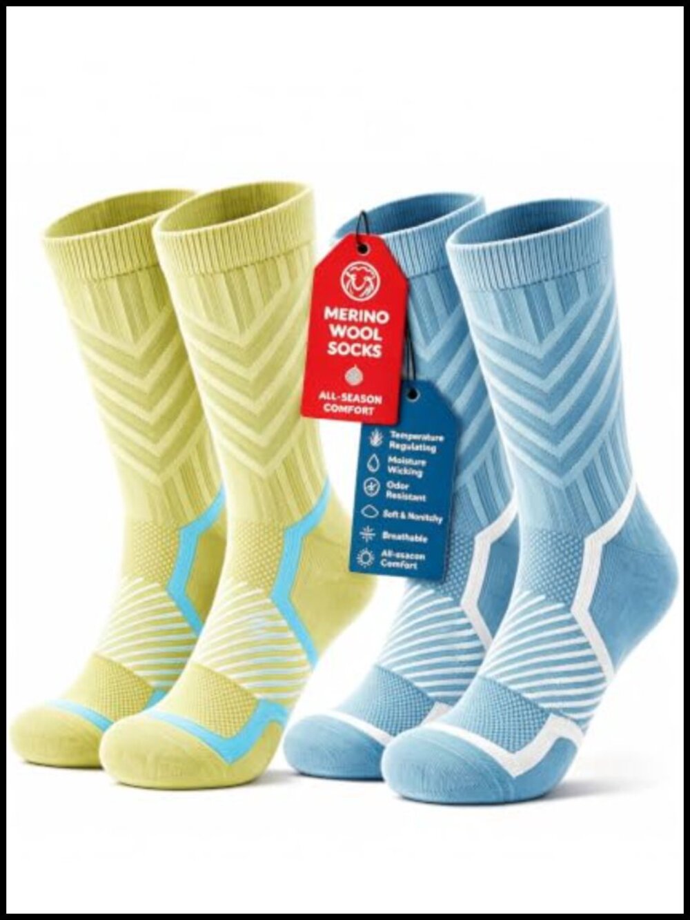 Merino Wool Hiking Socks Cushioned Thermal Crew Boot Socks